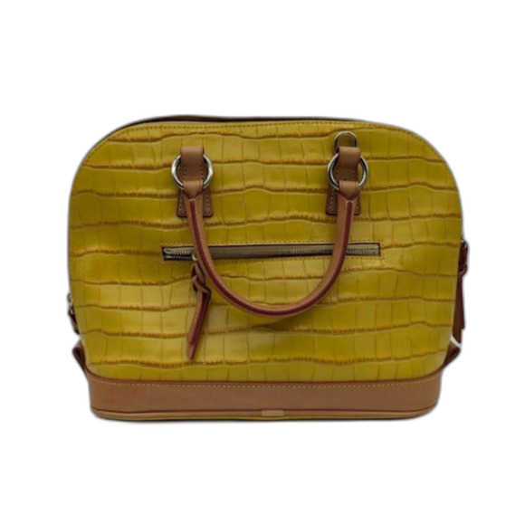 Dooney and Bourke Yellow Crocodile Leather Dome Handbag- Red Lining - Picture 2 of 7